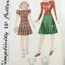 Simplicity 3478 girl 2 piece dress pattern size 8 bust 26 vintage 1950s pleated skirt