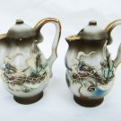Japanese Moriage Dragonware porcelain salt pepper shakers 2 3/4" tall miniature