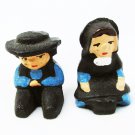 Amish man woman metal miniatures vintage painted