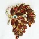 Amber stones & iridescent rhinestone pin vintage 2 1/4 x 3" Amber stones & iridescent rhinestone pin vintage 2 1/4 x 3"