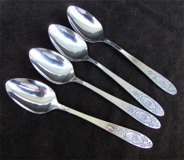 Stainless Victorian Rose 4 teaspoons flatware Japan new