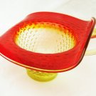 Kanawha ? amberina handled bowl vase hobnail bottom bended glass top