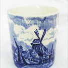 Palissy Pottery blue white toothpick small cup Thames River Greenwich Scene Palissy Pottery blue white toothpick small cup Thames River Greenwich Scene