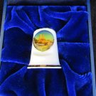 Halcyon days thimble Lincoln Castle & Cathedral enamel England china box paper Halcyon days thimble Lincoln Castle & Cathedral enamel England china box paper