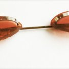 Vintage collar bar pin plastic heart shape brown ends raised peach insert rare