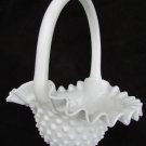 Fenton white hobail bride's basket 10" ruffled edge great shape milk glass