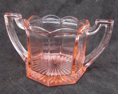 Pink depression double handle sugar bowl large probably Federal Glass