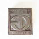 Funk's hybrid logo impression stamping block metal on wood 1 1/2 x 1 3/8"