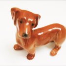 Heubach Dachshund dog brown mini 2 1/4" porcelain antique green mark