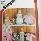 Simplicity 218 size 13 - 14 inch doll outfit patterns dress overalls PJs UNCUT vintage 1982