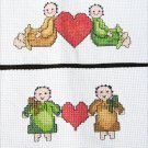 Completed cross stitch friends & haerts rag wrap two towel banner runners strips