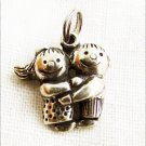 Sterling couple charm man woman hugging small 5/8" whimsical cute