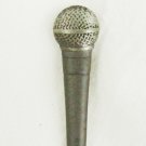 Microphone tie tack pin mini one inch probably pewter F.P.D. USA mark