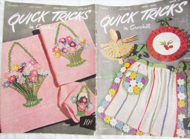 Clark's Coats 267 Quick Tricks crochet apron hats flower basket doilies