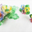 Bone china pin screw back earrings vintage set as is pin small flaw England