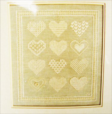 Needlepoint sampler 12 hearts JBW Designs pattern booklet