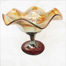 Fenton Wreath of Roses compote iridescent amethyst carnival glass