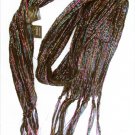 Black multicolor metallic thread scarf 46" long + fringe 6 inches wide made China