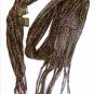 Black multicolor metallic thread scarf 46" long + fringe 6 inches wide made China