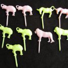 9 Cake decorations animal picks elephants lions horses plastic vintage pink yellow 9 Cake decorations animal picks elephants lions horses plastic vintage pink yellow