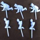 6 Cake decorations picks cowboys Indian maidens plastic vintage blue 6 Cake decorations picks cowboys Indian maidens plastic vintage blue