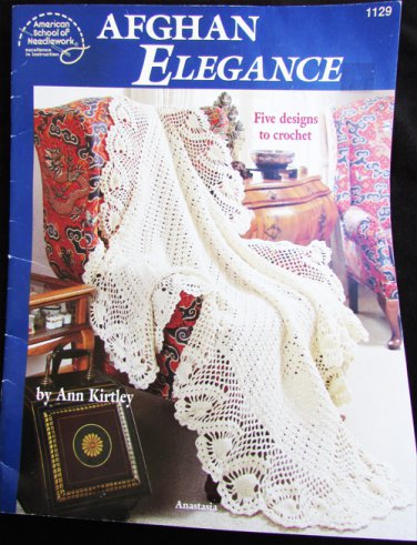 American School Needlework Afghan Elegance 5 crochet patterns #1129