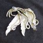 Brass three leaves pin nicely tooled vintage leaf