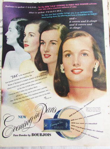 Evening in Paris Face Powder Bourjois full color ad 1947 Good Housekeeping