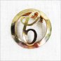 C Initial pin silver tone circle very nice