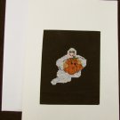 Halloween cross stitch greeting card ghost & pumpkin & envelop complete finished