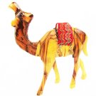 Carved wood camel figurine Occupied Israeli West Bank Nativity 7" with red seat