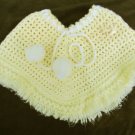 Doll poncho hand made crochet pompoms fringe 6 1/2" yellow Cabbage Patch others