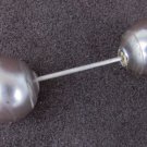 Vintage collar bar pin round silver tone balls with rhinestones Vintage collar bar pin round silver tone balls with rhinestones