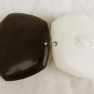 Vintage Nor Loc 1930 - 40 compact black white plastic cameo lady front Vintage Nor Loc 1930 - 40 compact black white plastic cameo lady front