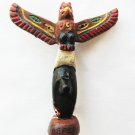 Totem pole wooden pin probably Alaska vintage painted wings