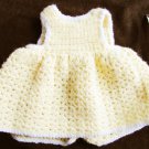 Doll dress crocheted yellow with white trim small doll Doll dress crocheted yellow with white trim small doll