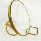 Vintage brass table top mirror magnifer one side free standing vanity round Vintage brass table top mirror magnifer one side free standing vanity round