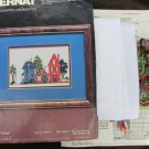 Bernat cross stitch kit Three Houses village scene compete but open