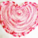 Hand crochet heart shaped doily or pillow top variegated pink rose thread