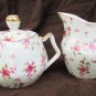 Rose chintz porcelain cream sugar gold trim Made Japan