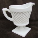 Westmoreland white pedestal creamer pitcher diamond pattern milk glass