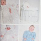 McCall 6424 baby Christening dress, bonnet Crib basket cover UNCUT pattern