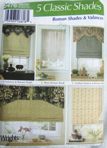Simplicity 5476 five classic shades pattern valances Roman shades UNCUT