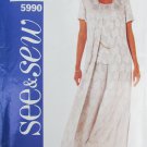 Butterick 5990 misses duster top pants sizes 14 16 18 UNCUT pattern