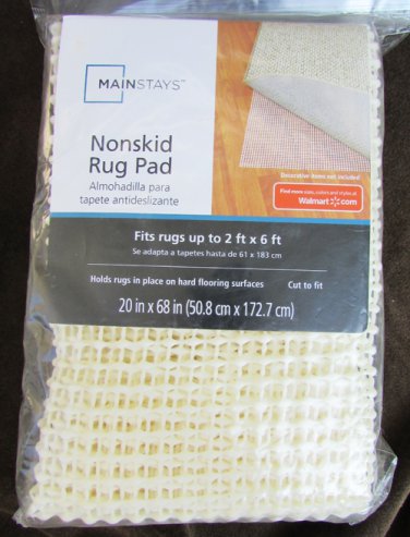 Mainstay Non Skid Rug Pad fits 2 x 6 ft rug 20x60 cut to fit cream color