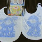 WonderArt Pre quilted baby bibs stamped clown pattern set of two embroider WonderArt Pre quilted baby bibs stamped clown pattern set of two embroider