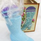 Avon Charisma perfume cologne blue milk glass shoe Pin Cushion top Victorian