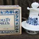Avon Delft Blue pitcher & bowl with 5 oz Skin so Soft bath oil mint in box
