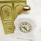 Avon Leisure Hours clock Brocade bath oil 5 oz full in box white milk glass