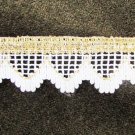 Hirschberg trim white lace gold metallic trim 3/4" scalloped 5 yards polyester